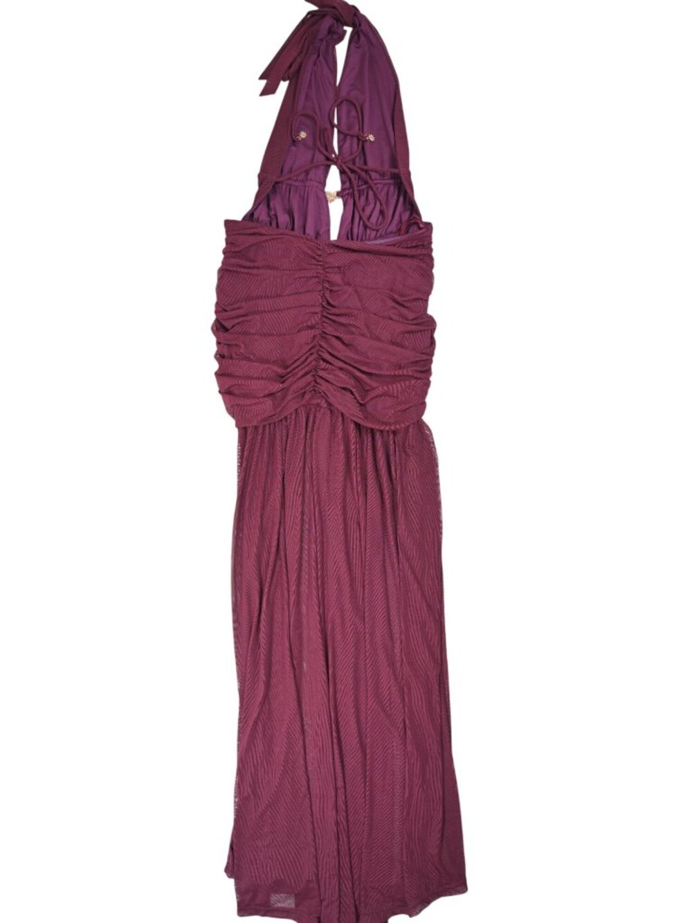 Runaway The Label Adrianna Plunge Ruched Maxi Dress in Plum